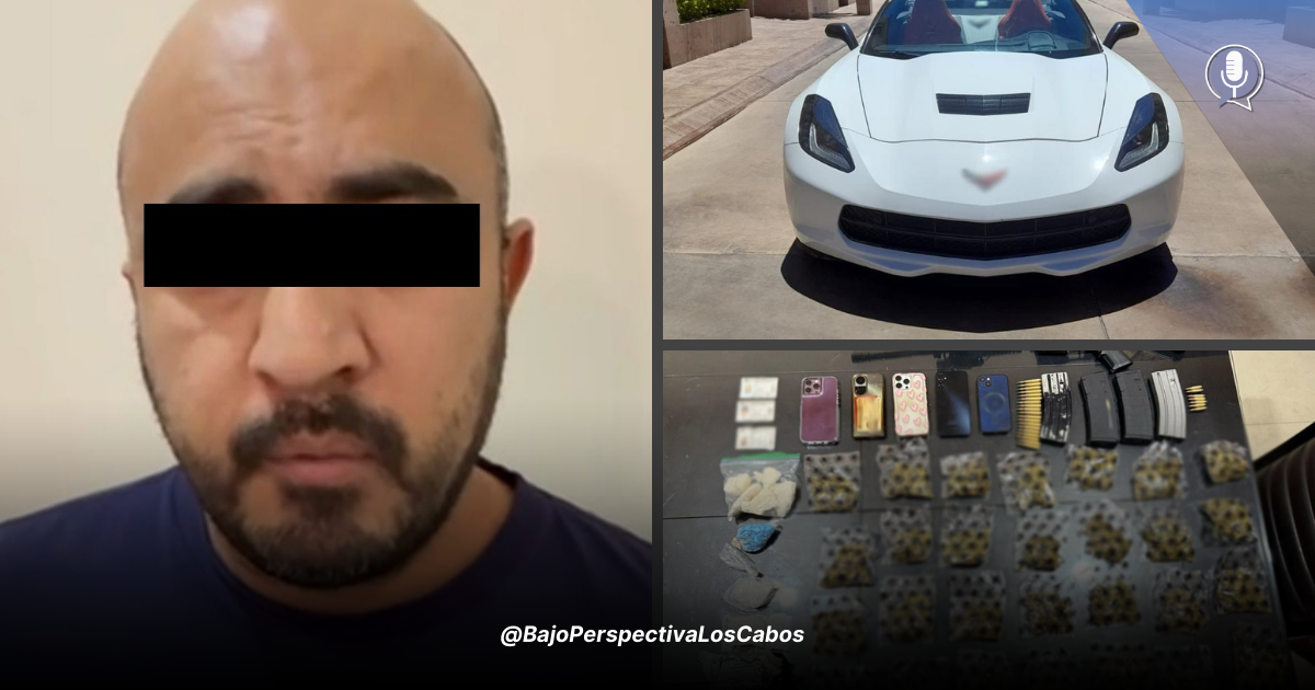 Persona, auto y drogas decomisadas en La Paz y Los Cabos