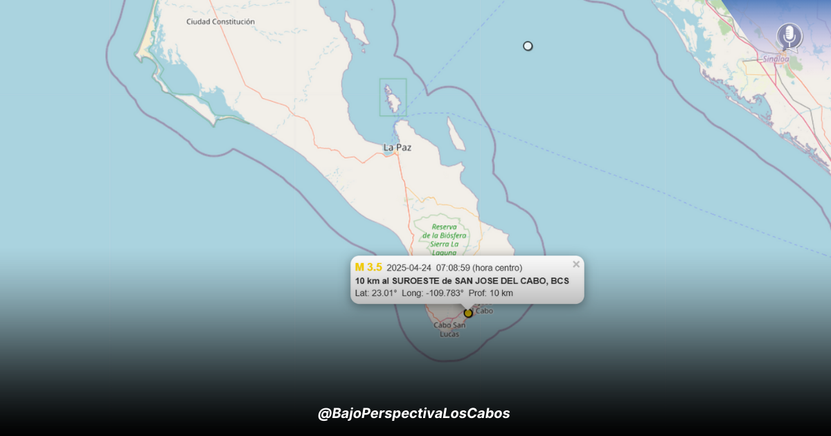 Registro de sismo en Los Cabos