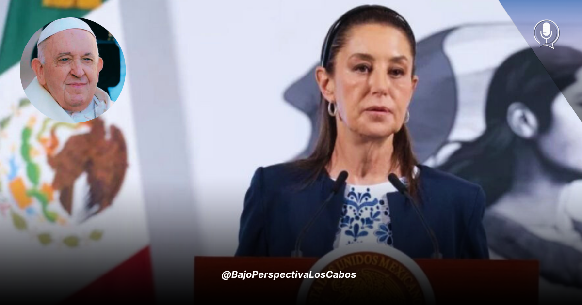 Sheinbaum expresando su pesar por la muerte del papa Francisco