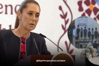 Sheinbaum hablando sobre los operativos se seguridad en BCS