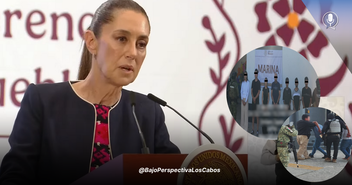 Sheinbaum hablando sobre los operativos se seguridad en BCS
