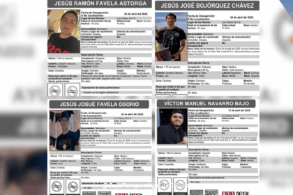 Cédula de busqueda de 4 jóvenes