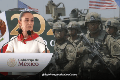 Sheinbaum hablando sobre el ejército estadounidensa