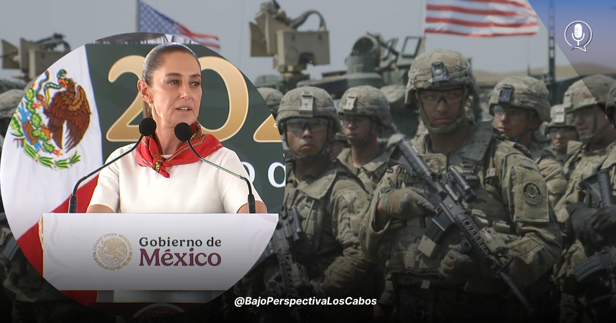 Sheinbaum hablando sobre el ejército estadounidensa