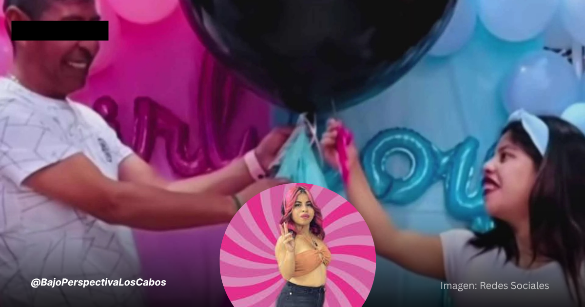 lupita tiktok y pareja sosteniendo globa para develación de sexo