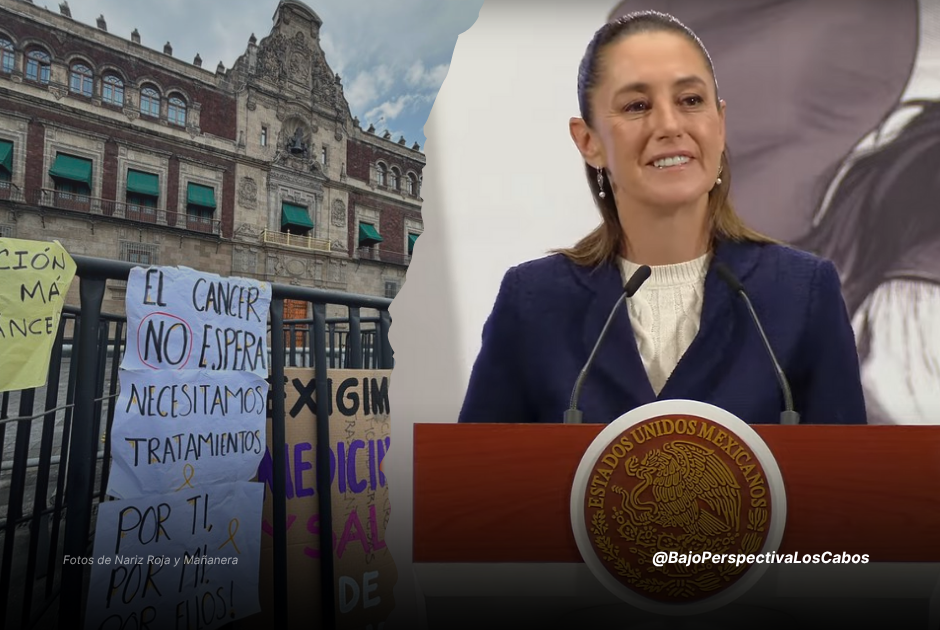 Sheinbaum hablando de la marcha por medicamentos