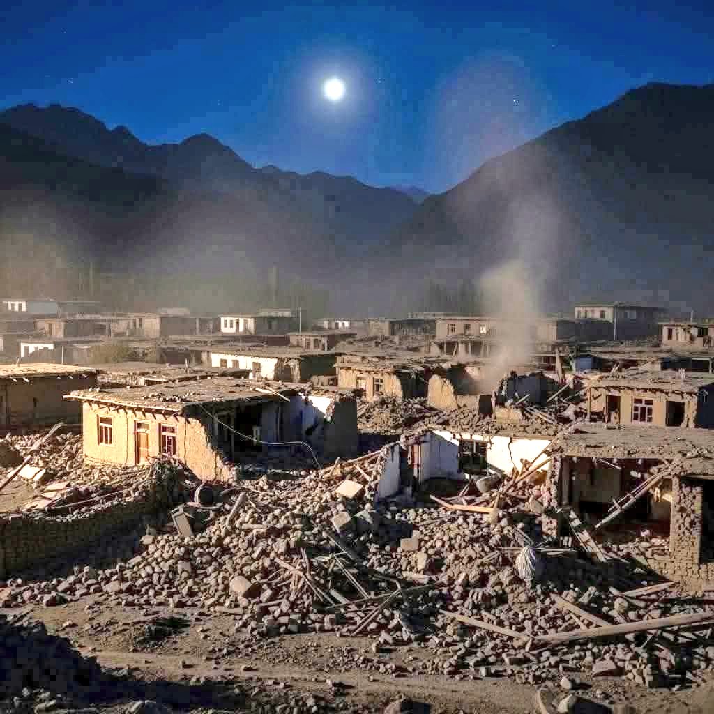 Derrumbe de casa en Afganistán tras sismo