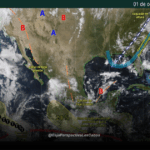 Gráfico mostrando sistemas meteorológicos afectando a México
