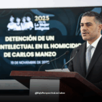 Harfuch reportando la detención del actor intelectual del asesinato de Carlos Manzo