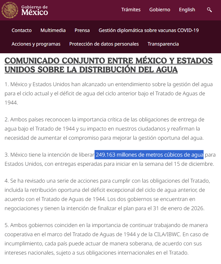 Foto de comunicado sobre acuerdo entre México y EE. UU.