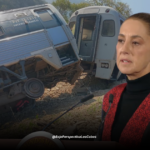 Sheinbaum hablando sobre las víctimas del tren interoceánico
