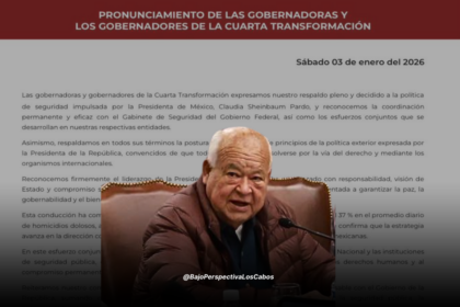 Gobernador de BCS apoya postura de Sheinbaum ante captura de Maduro