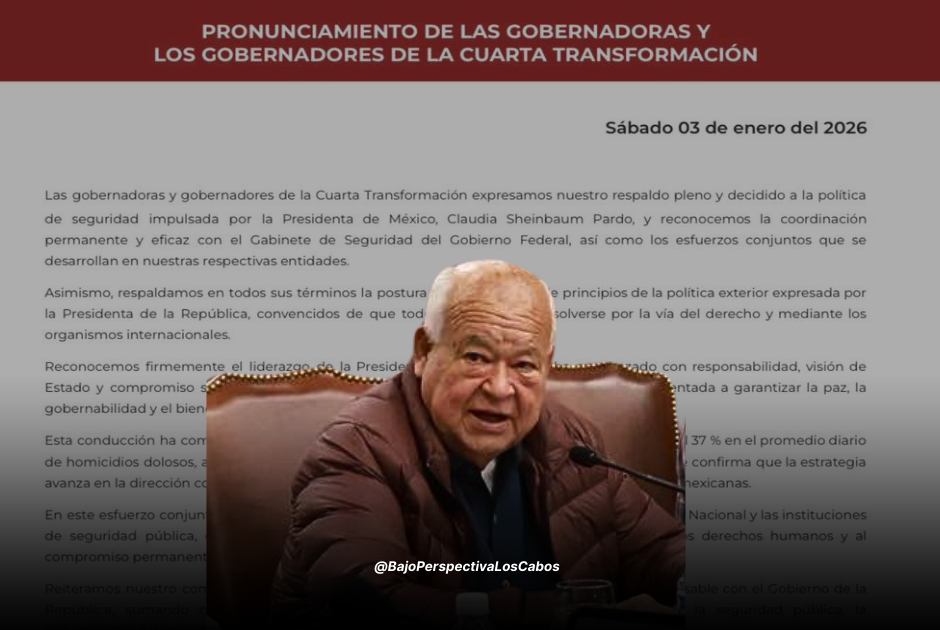 Gobernador de BCS apoya postura de Sheinbaum ante captura de Maduro